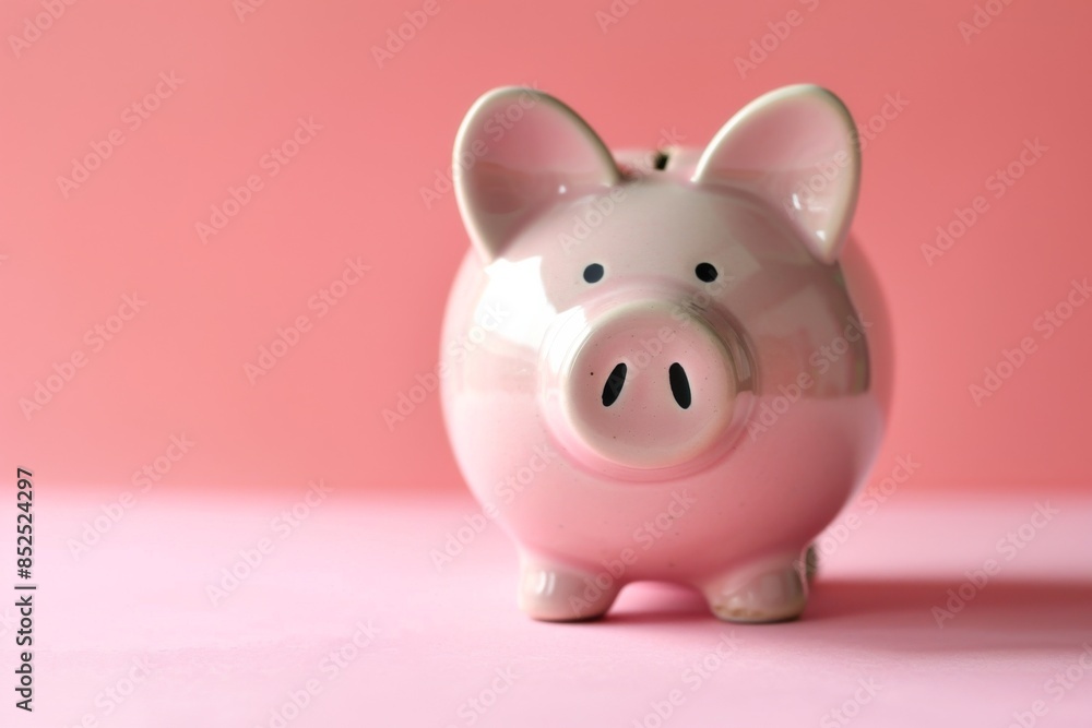 Piggy Bank on Pink Background Piggy Bank on Pink Background