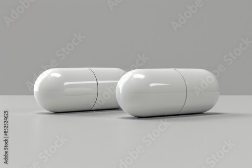 White Capsules on Gray Background