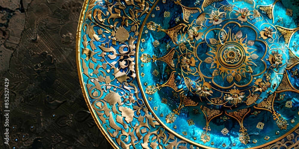 Fototapeta premium Ornate Islamic Ceramic Plate with Luxurious Detail
