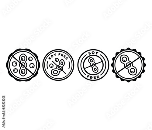 soy free icon symbol sign badge round shape circle vector design black white color template 