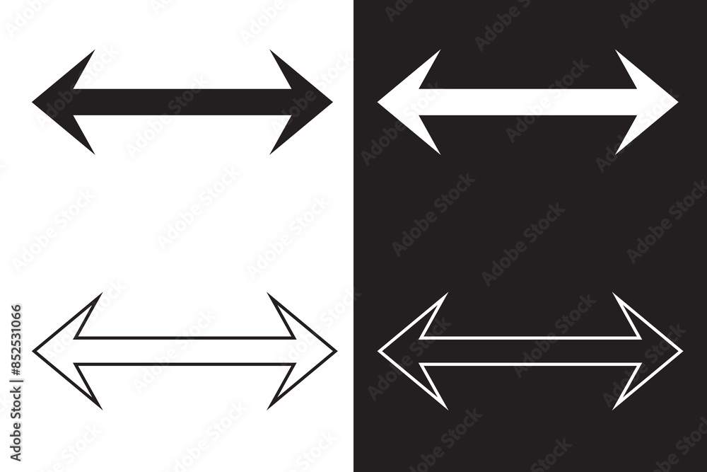 Left and right arrows vector isolated on white and black background .left and right arrow icon. Transfer side arrow icon. Left and right arrows vector isolated on white and black background .left and right arrow icon. Transfer side arrow icon.