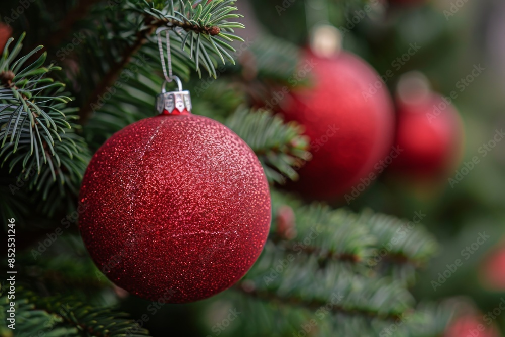Fototapeta premium Christmas Tree with Red Ornaments