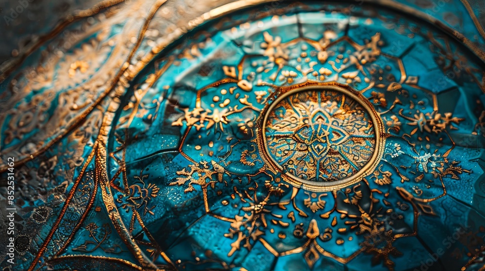 Fototapeta premium Ornate Islamic Ceramic Plate with Luxurious Detail