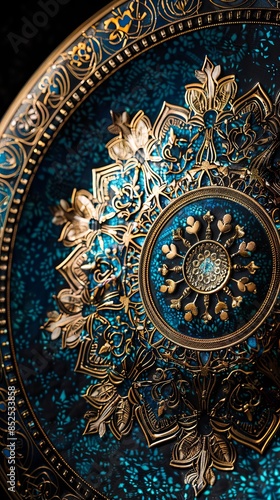 Ornate Islamic Ceramic Plate with Luxurious Detail © BG_Illustrations