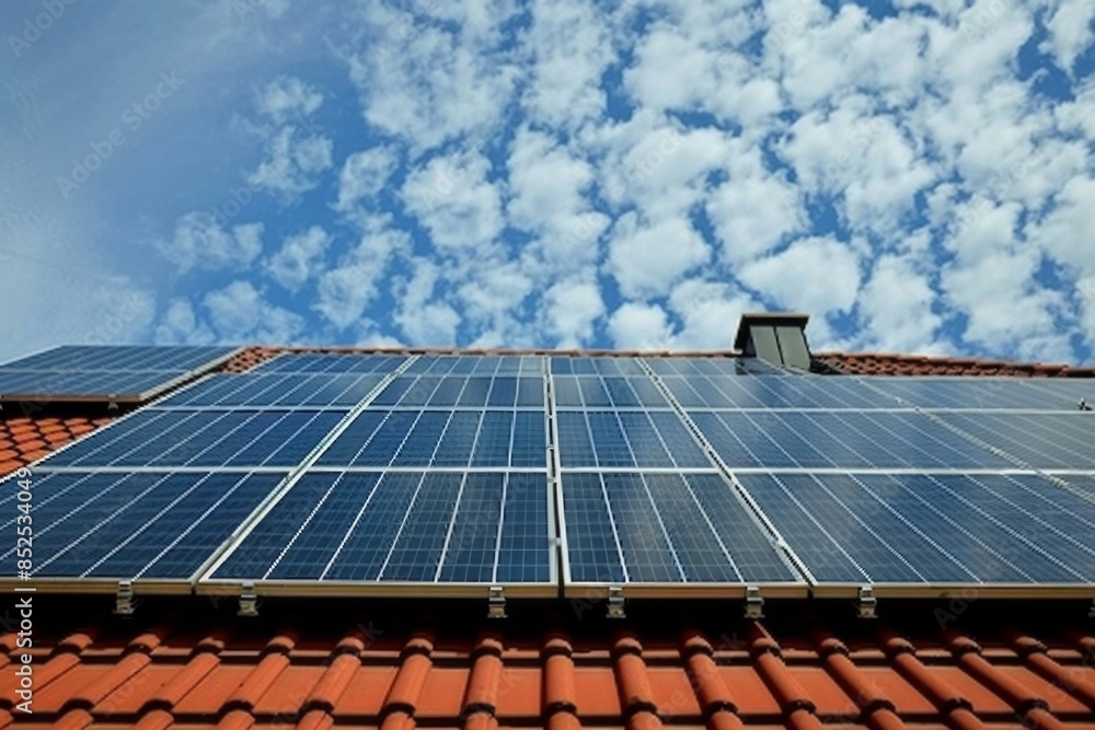 Rooftop Solar Panels with Blue Skies Rooftop Solar Panels with Blue Skies