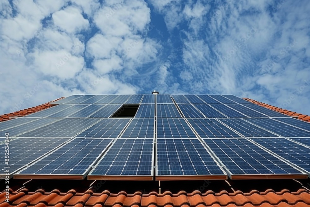 Solar Panels on Red Tiled Roof Solar Panels on Red Tiled Roof
