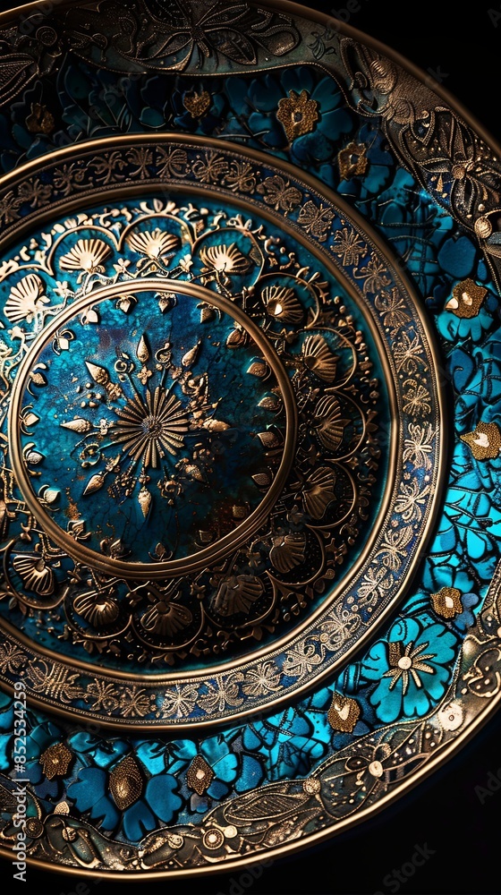 Fototapeta premium Ornate Islamic Ceramic Plate with Luxurious Detail