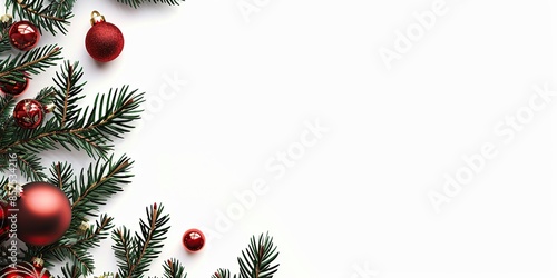 A festive Christmas tree adorned with bright red and green ornaments