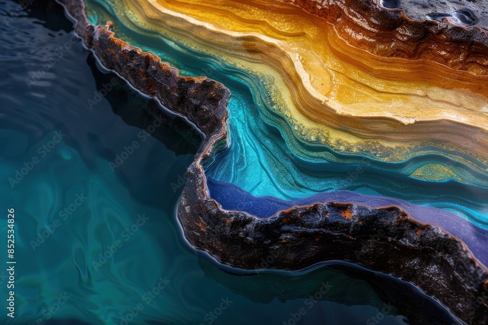 Vibrant Mineral Layers in Agate Rock Vibrant Mineral Layers in Agate Rock