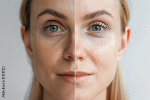 Cosmetologist Presenting Before and After Botox Treatment Results on Crow's Feet Area