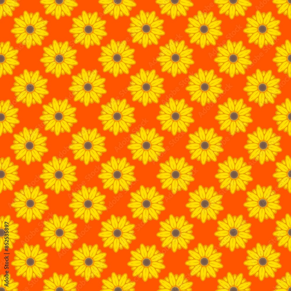 seamless floral pattern on orange background seamless floral pattern on orange background