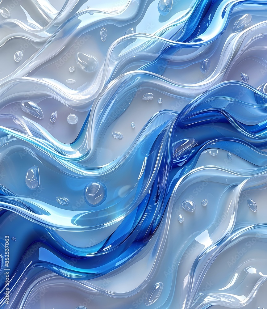 Abstract Blue and White Wavy Glass Background Abstract Blue and White Wavy Glass Background