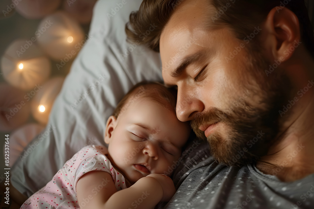 Happy dad hugging his baby at home. Happy Father's Day. Happy dad hugging his baby at home. Happy Father's Day.