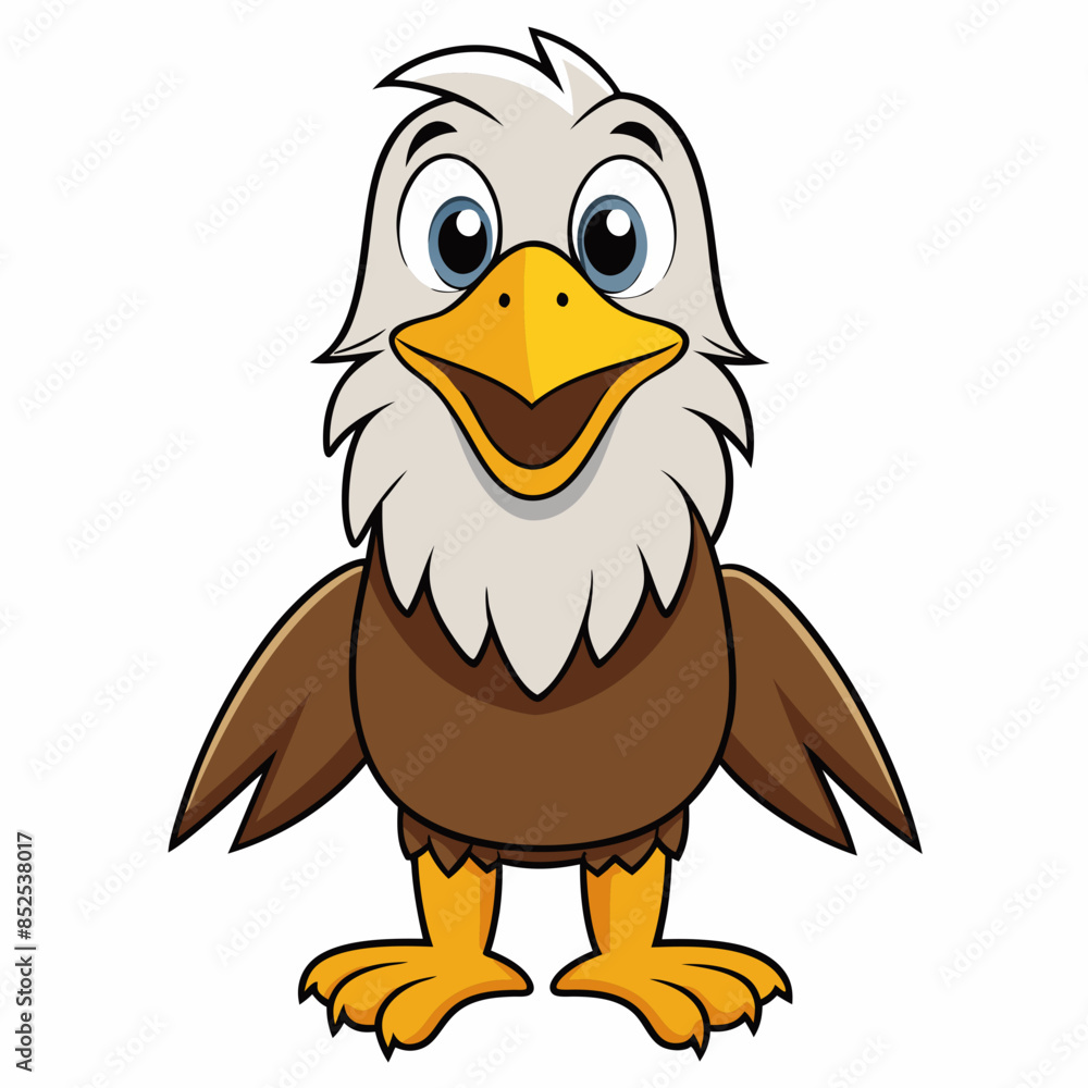 Obraz premium Cute eagle bird cartoon vector illustration