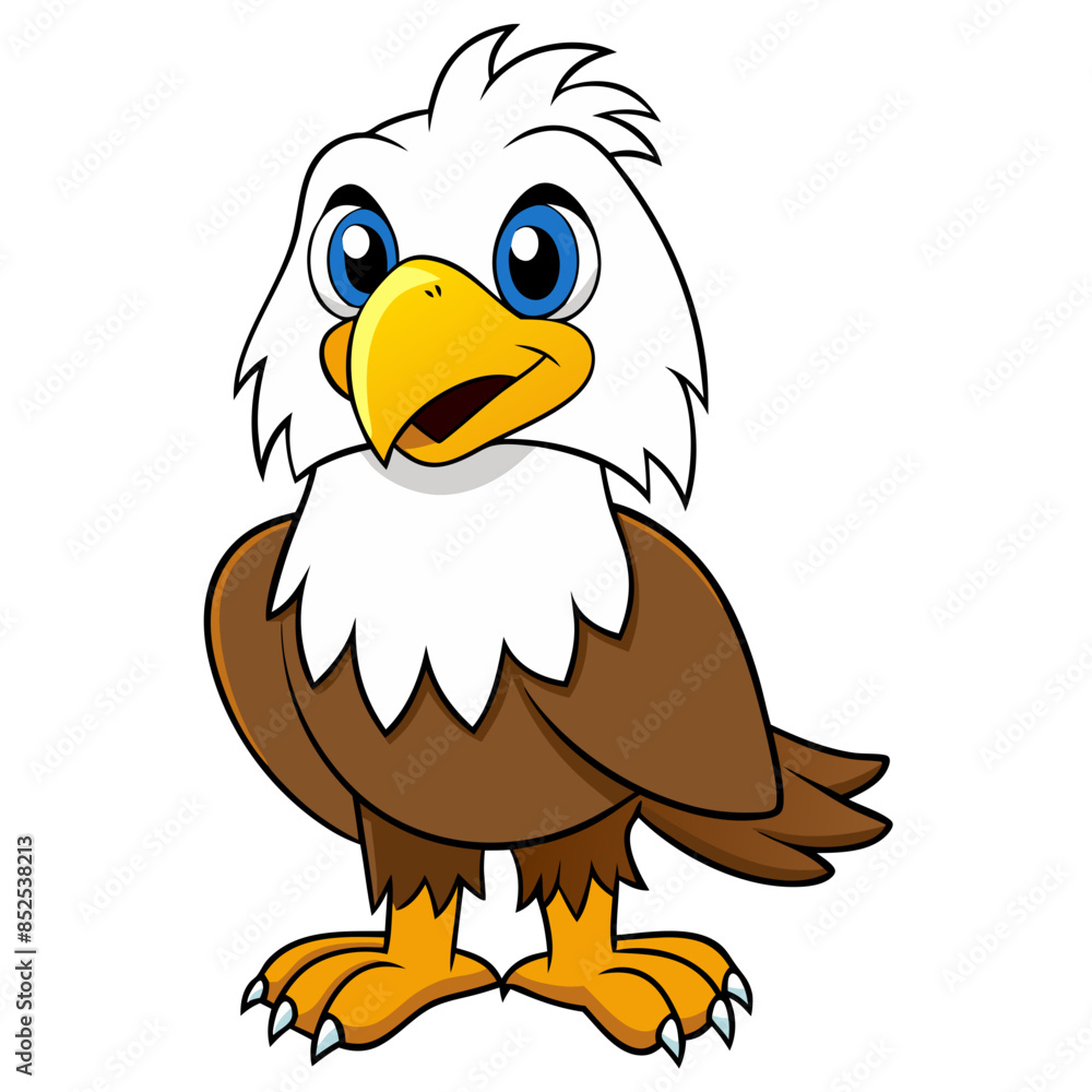 Naklejka premium Cute eagle bird cartoon vector illustration