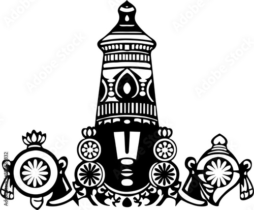 Vector drawing of Lord Tirupathi Balaji or Venkatachalapathi or Venkateshwara	