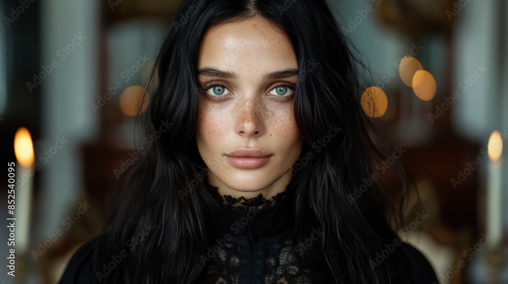 Captivating portrait of a young woman with striking features Captivating portrait of a young woman with striking features