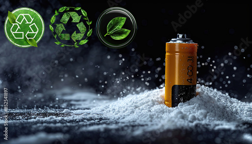 New Sodium-Ion Battery sodium ions lithium environmentally friendly black background copy space