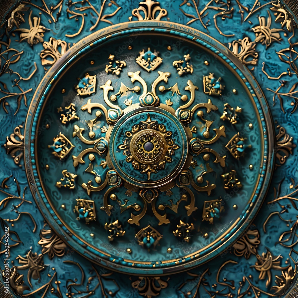 Fototapeta premium Ornate Islamic Ceramic Plate with Luxurious Detail
