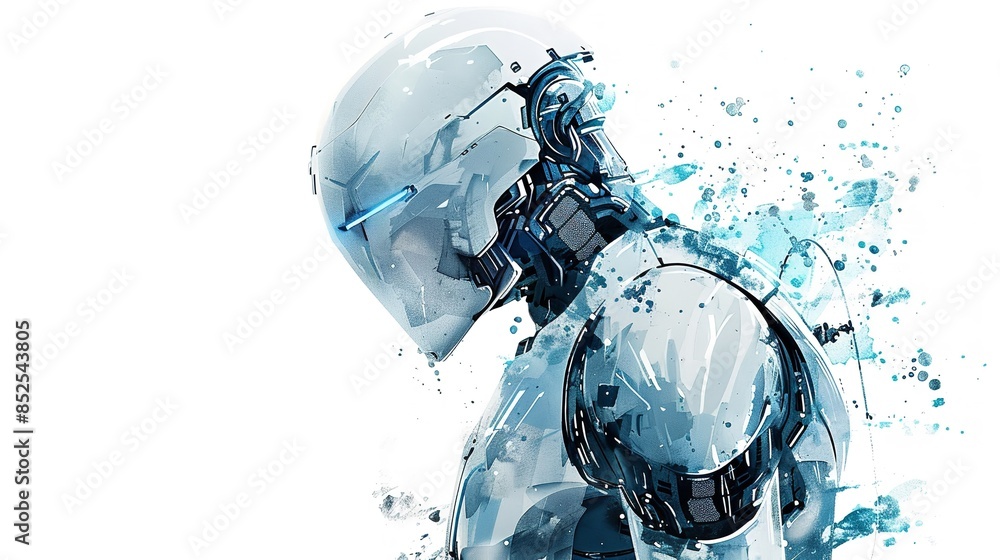 Fototapeta premium A futuristic watercolor of a sleek robot symbol