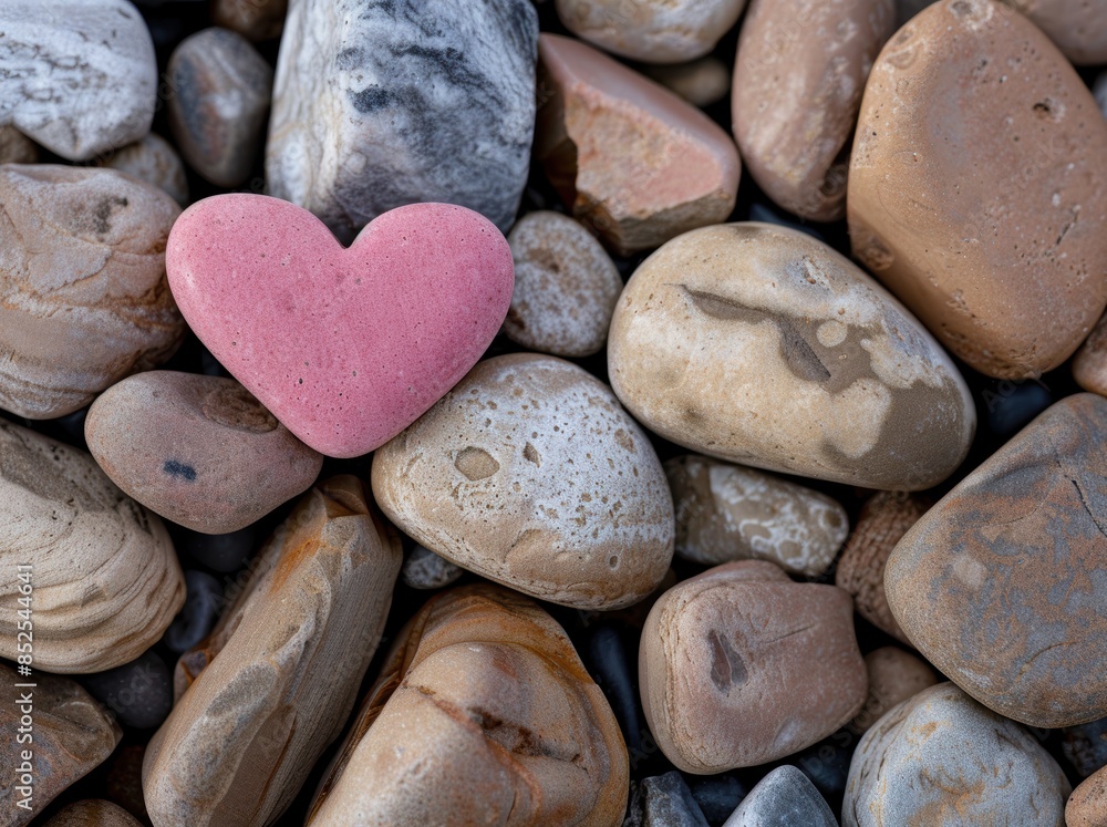 heart-shaped stone among pebbles heart-shaped stone among pebbles