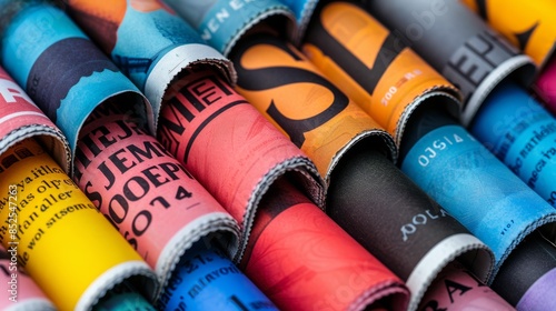 Colorful Rolled Newspapers photo