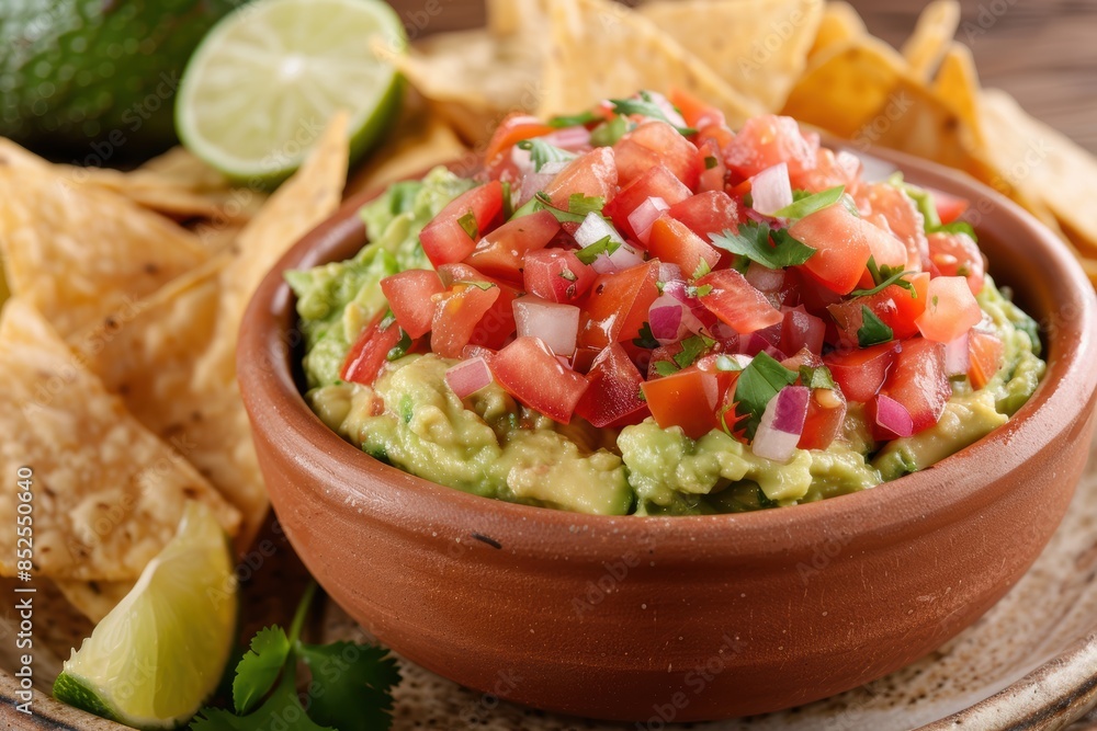 fresh homemade guacamole with tortilla chips fresh homemade guacamole with tortilla chips