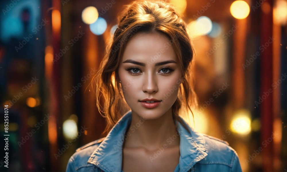 a realistic beautiful woman with a bright light in her forehead portrait a realistic beautiful woman with a bright light in her forehead portrait