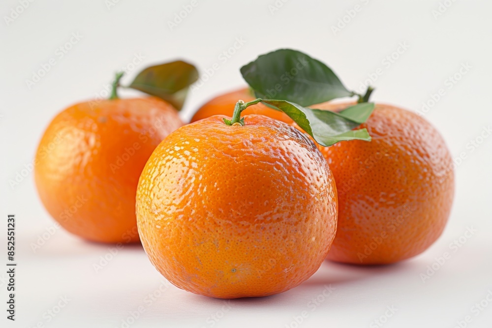 Oranges with Leaves on White Background Oranges with Leaves on White Background