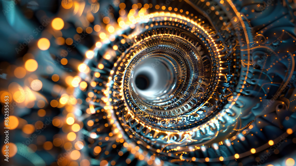 Futuristic giant cosmic tunnel, science fiction time or inter-dimension travel concept Futuristic giant cosmic tunnel, science fiction time or inter-dimension travel concept
