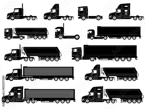 Truck silhouette vector illustration collection