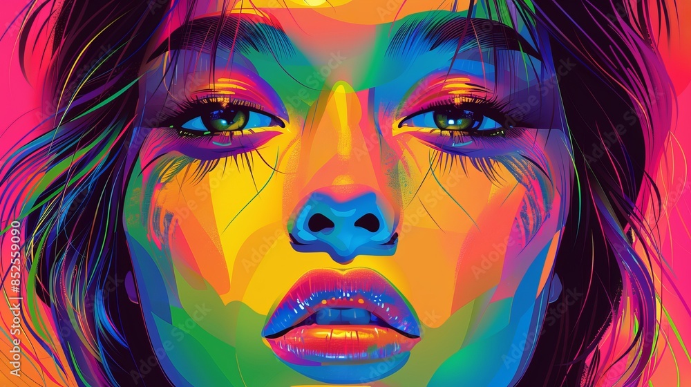Vector illustration LGBT pride rainbow concept icon. Pride flag colors eyeshadow,Portrait of young asian girls. Vector illustration LGBT pride rainbow concept icon. Pride flag colors eyeshadow,Portrait of young asian girls.