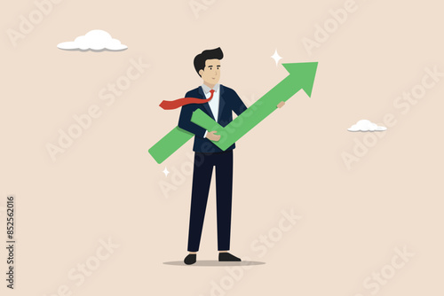 Increased revenue, investment, wealth or income increase graph, smart businessman company leader increases graph sign up.
