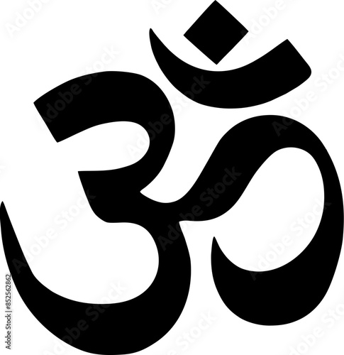Om / Aum - the symbol of Hinduism the sacred sound Vector Graphic design element in black