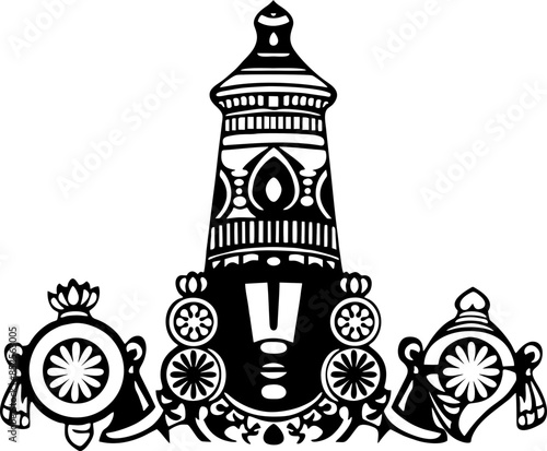 Vector drawing of Lord Tirupathi Balaji or Venkatachalapathi or Venkateshwara	