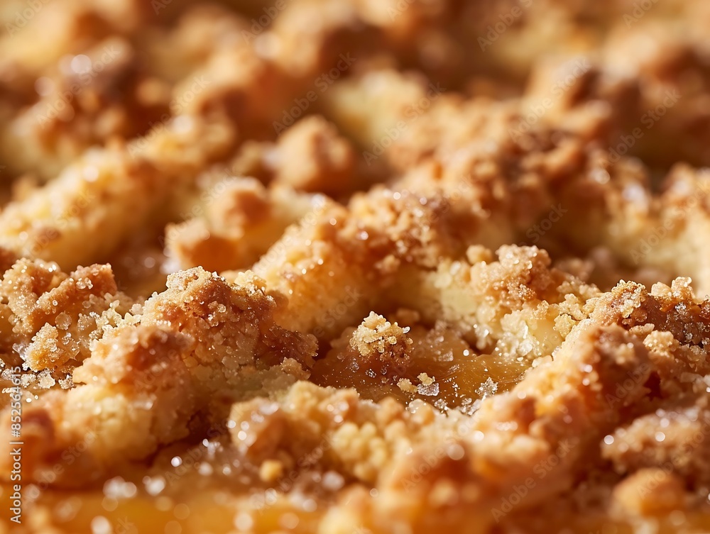 Close up of food with sweet pie crumbles Close up of food with sweet pie crumbles