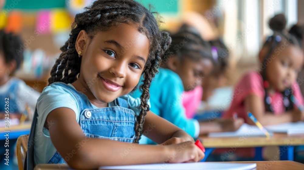 The girl in classroom smile The girl in classroom smile