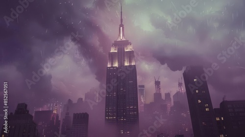 the Empire State Building, New York, USA, iconic skyscraper, art deco design,nice mood on nice background