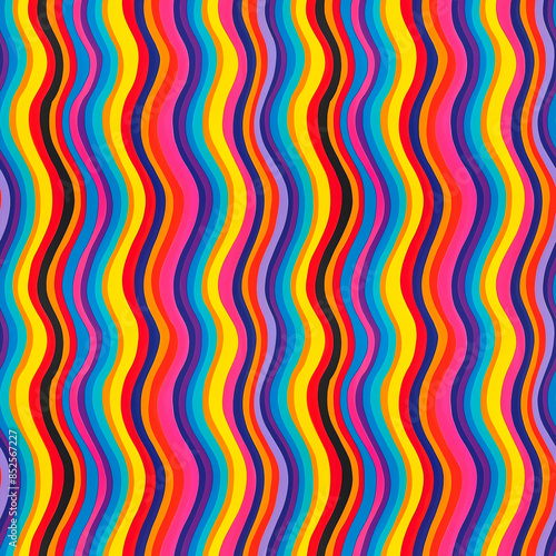 Abstract colorful wavy seamless pattern creating a vibrant artistic background.