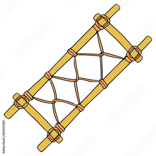 improvised rope stretcher illustration hand drawn isolated vector	
