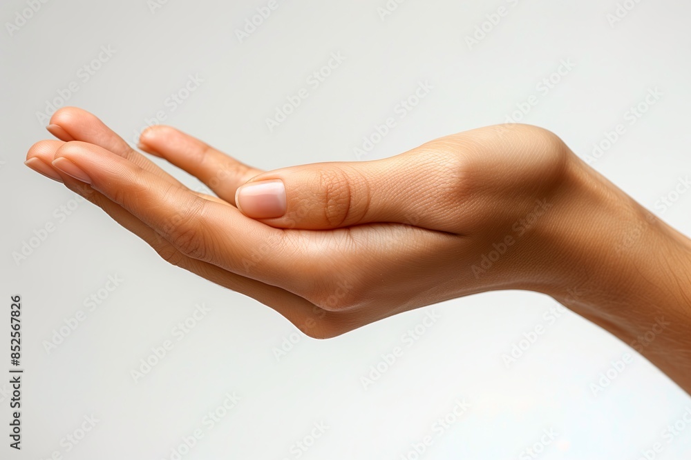 A woman's hand is shown in a white background. A woman's hand is shown in a white background.