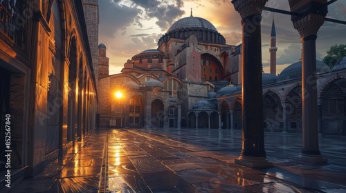 the Hagia Sophia, Istanbul, Turkey, historic basilica and mosque, architectural masterpiece,nice mood on nice background
