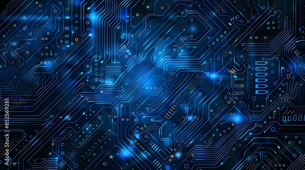 Blue circuit board technology abstract background. Quantum computer technologies concept Futuristic blue circuit board background vector Modern technology circuit board texture background design Waves Blue circuit board technology abstract background. Quantum computer technologies concept Futuristic blue circuit board background vector Modern technology circuit board texture background design Waves