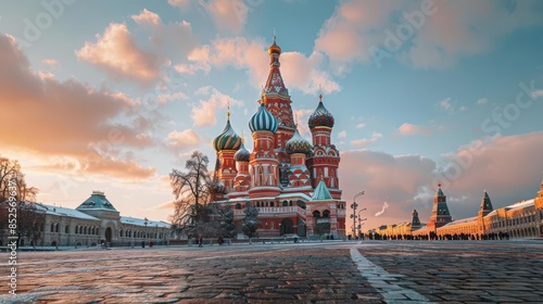 the Red Square, Moscow, Russia, historic square, significant cultural site,nice mood on nice background