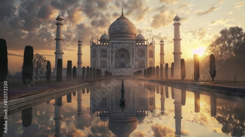 the Taj Mahal, Agra, India, white marble mausoleum, symbol of love,nice mood on nice background photo