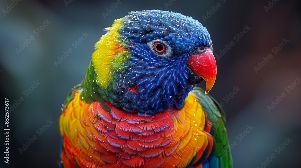 Colorful Parrot: A close-up of a brightly colored parrot perched on a branch, showcasing its vibrant feathers and sharp beak. Colorful Parrot: A close-up of a brightly colored parrot perched on a branch, showcasing its vibrant feathers and sharp beak.