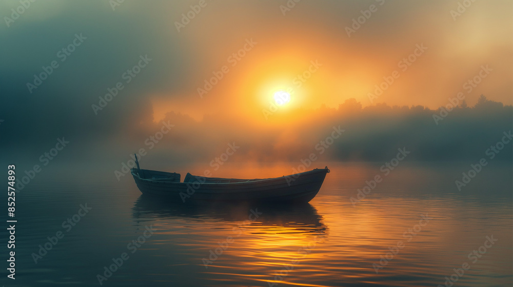 boats on the lake and sunrise boats on the lake and sunrise