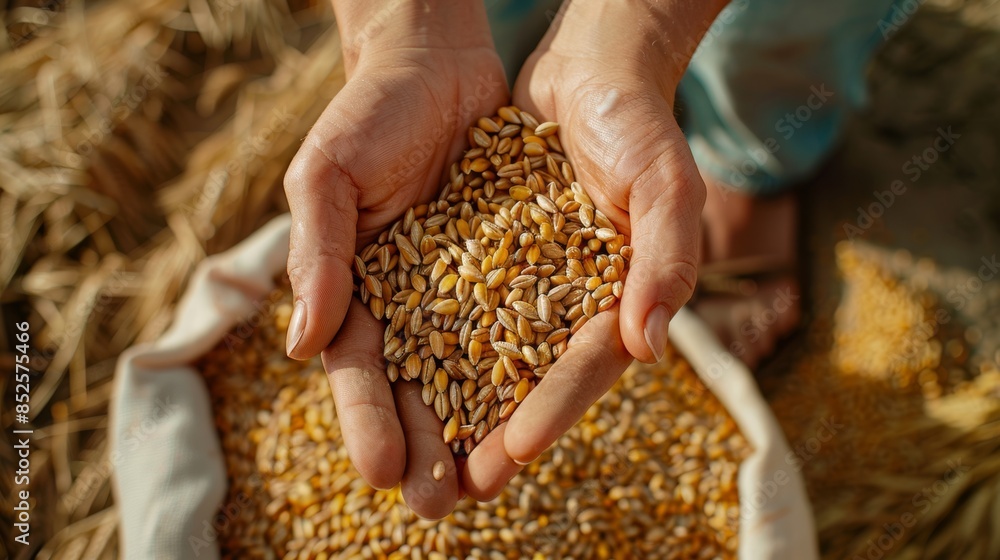 Hands Holding Wheat Grains