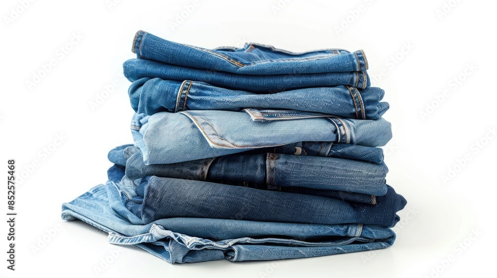 Stack of different jeans isolated on white background Stack of different jeans isolated on white background