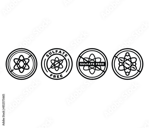 sulfate free icons symbol vector design badge round circle black white color template